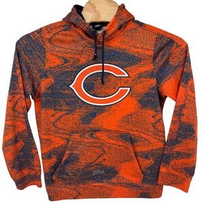 Chicago Bears Hoodie Mens Medium Orange Navy Blue NFL Team Apparel Zebra Zubaz